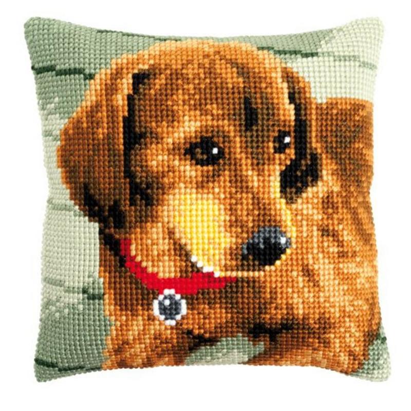 pn-0148521 набор для вышивания крестом (подушка) vervaco dog dachshund "такса" | интернет-магазин Елена-Рукоделие