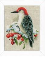 PN-0149691 Набір для вишивання хрестом Vervaco Red Woodpecker "Червоний дятел взимку" | інтернет-магазин 'Елена-Рукоделие'