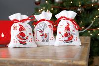 pn-0150688 набор для вышивания крестом (мешочки для саше) vervaco christmas elves "рождественские гномики" | интернет-магазин Елена-Рукоделие