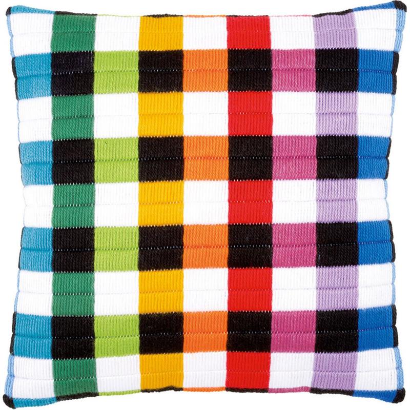 PN-0150843 Набір для вишивання гладдю (подушка) Vervaco Coloured Square Design "Різнокольорові квадрати" | інтернет-магазин 'Елена-Рукоделие'
