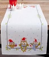 PN-0150868 Набір для вишивання хрестом (доріжка на стіл) Vervaco Christmas Owls "Смішні совенята" | інтернет-магазин 'Елена-Рукоделие'