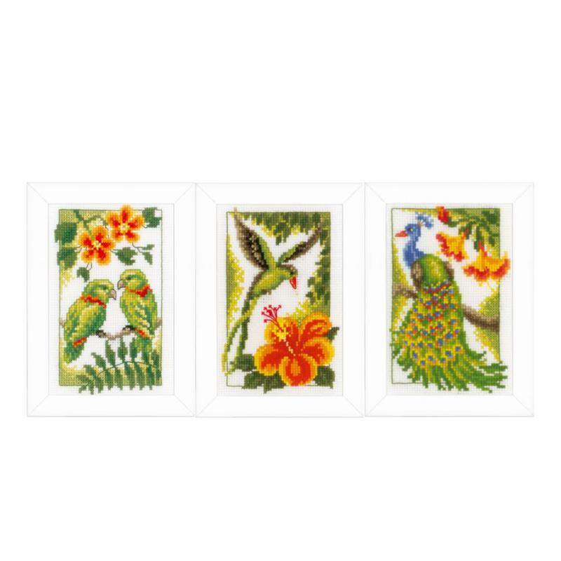 PN-0154071 Набір для вишивання хрестом Vervaco Exotic Birds "Екзотичні птахи" | інтернет-магазин 'Елена-Рукоделие'