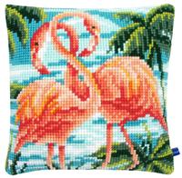 фото pn-0155019 набор для вышивания крестом (подушка) vervaco flamingos "фламинго"