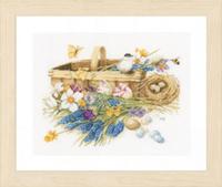 pn-0155029 набор для вышивки крестом lanarte spring flowers basket "корзина весенних цветов" | интернет-магазин Елена-Рукоделие