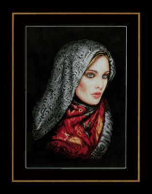 pn-0155033 набор для вышивки крестом lanarte woman in veil "женщина в вуале" | интернет-магазин Елена-Рукоделие