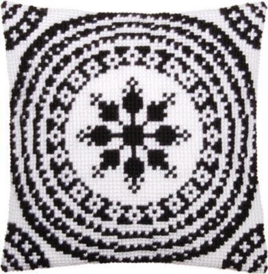 pn-0155756 набор для вышивания крестом (подушка) vervaco black and white "черный и белый" | интернет-магазин Елена-Рукоделие