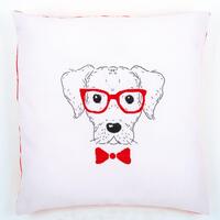 фото pn-0155963 набор для вышивания гладью (подушка) vervaco dog with red glasses "собака в красных очках"