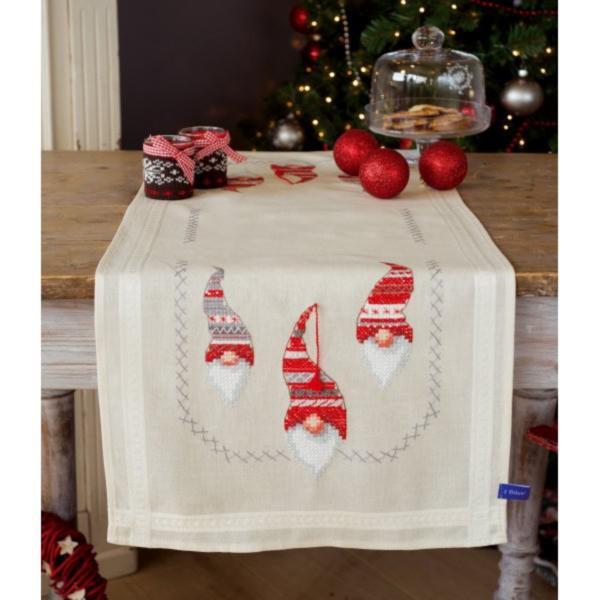 PN-0155966 Набір для вишивання хрестом (доріжка на стіл) Vervaco Christmas gnomes "Різдвяні гноми" | інтернет-магазин 'Елена-Рукоделие'