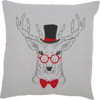 фото pn-0156051 набор для вышивания гладью (подушка) vervaco deer with red glasses "олень в красных очках"