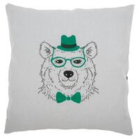 фото PN-0156059 Набір для вишивання гладдю (подушка) Vervaco Bear in Green Glasses "Ведмідь у зелених окулярах"