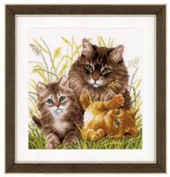 PN-0156114 Набір для вишивання хрестом Vervaco Cat family "Сім'я котів" | інтернет-магазин 'Елена-Рукоделие'