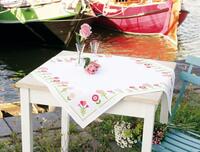 pn-0156419 набор для вышивания крестом (скатерть) vervaco pink flowers "розовые цветы" | интернет-магазин Елена-Рукоделие