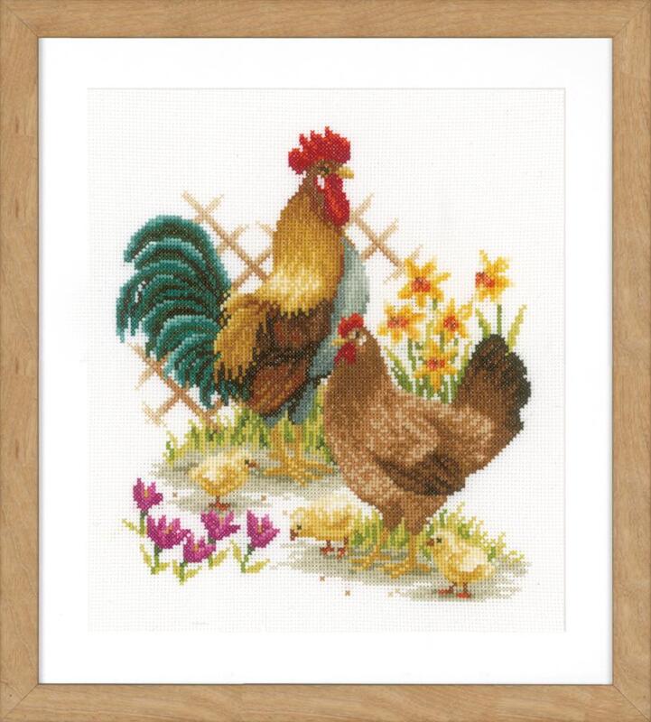 pn-0156469 набор для вышивки крестом vervaco chicken family "куриная семья" | интернет-магазин Елена-Рукоделие