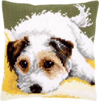 pn-0156600 набор для вышивания крестом (подушка) vervaco dog wagging its tail "маленькая собачка, машущая хвостиком" | интернет-магазин Елена-Рукоделие