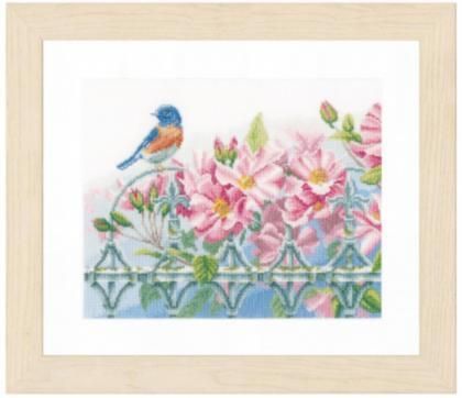 pn-0156946 набор для вышивки крестом lanarte wren and pink flowers "королек и розовые цветы" | интернет-магазин Елена-Рукоделие