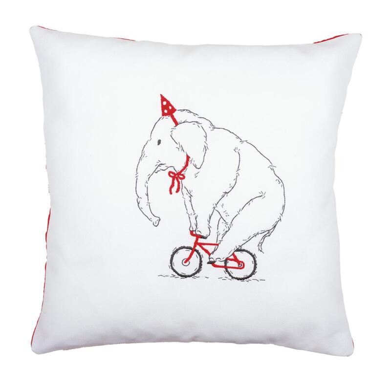 PN-0162239 Набір для вишивання гладдю (подушка) Vervaco Elephant on bike "Слон на велосипеді" | інтернет-магазин 'Елена-Рукоделие'