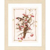 фото pn-0162298 набор для вышивки крестом lanarte sparrows with red berries "воробьи и брусника"