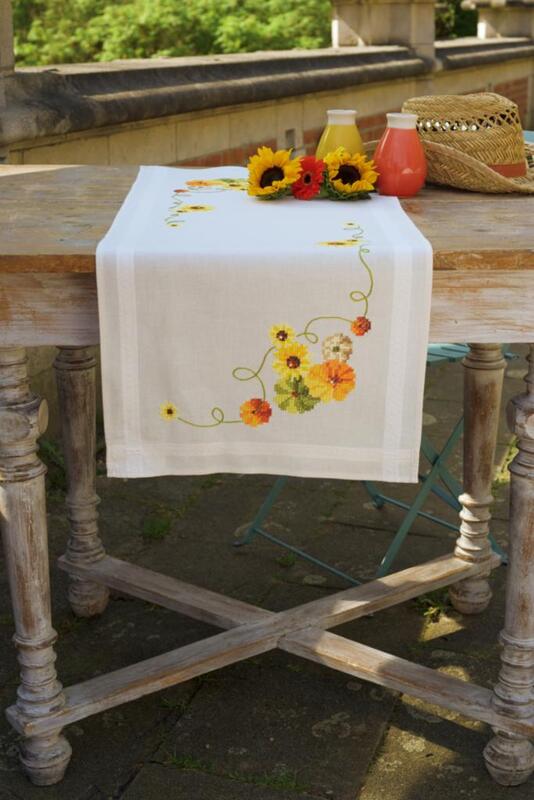 pn-0162453 набор для вышивания крестом (дорожка на стол) vervaco sunflowers "подсолнухи" | интернет-магазин Елена-Рукоделие