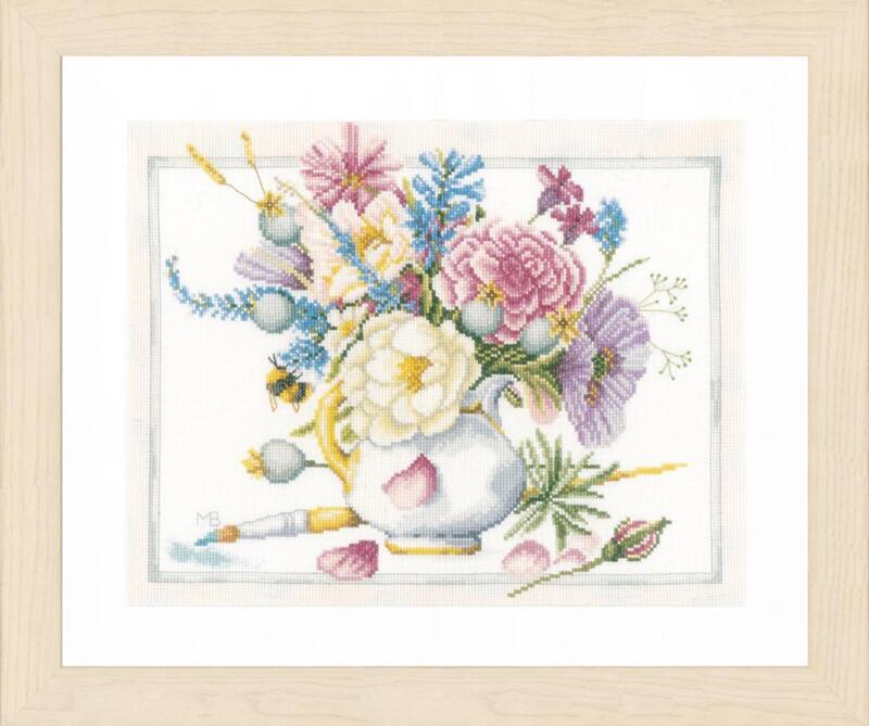 PN-0165375 Набір для вишивки хрестом LanArte Flowers in white pot "Квіти у білому горщику" | інтернет-магазин 'Елена-Рукоделие'