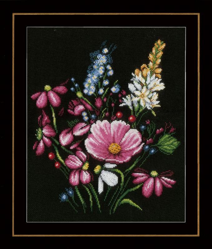 PN-0165380 Набір для вишивки хрестом LanArte Flowers "Квіти" | інтернет-магазин 'Елена-Рукоделие'