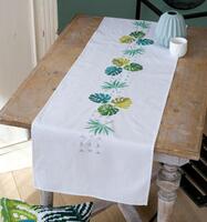 pn-0165756 набор для вышивания крестом (дорожка на стол) vervaco botanical leaves "зеленые листья"  | интернет-магазин Елена-Рукоделие
