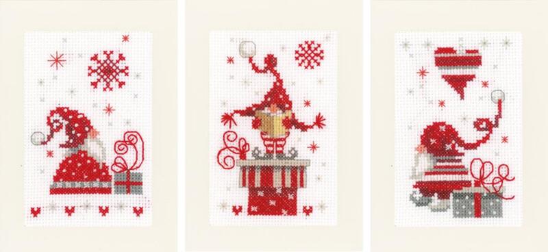 PN-0165989 Набір для вишивання хрестом (листівки) Vervaco Christmas gnomes "Різдвяні гноми" | інтернет-магазин 'Елена-Рукоделие'