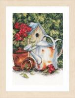 фото pn-0167124 набор для вышивки крестом lanarte watering can & birdhouse "садовая лейка и скворечник"