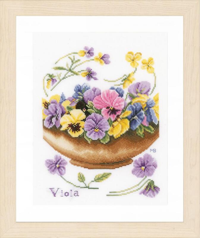 pn-0168600 набор для вышивки крестом lanarte violets "фиалки" | интернет-магазин Елена-Рукоделие