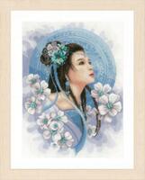pn-0169168 набор для вышивки крестом lanarte asian lady in blue "азиатская девушка в голубом" | интернет-магазин Елена-Рукоделие