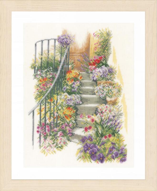 PN-0169680 Набір для вишивки хрестом LanArte Flowers Stairs "Квіткові сходи" | інтернет-магазин 'Елена-Рукоделие'
