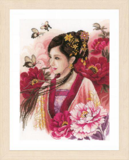 pn-0170199 набор для вышивки крестом lanarte asian lady in pink "азиатская девушка в розовом" | интернет-магазин Елена-Рукоделие