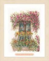 pn-0171411 набор для вышивки крестом lanarte flower balcony "цветочный балкон" | интернет-магазин Елена-Рукоделие