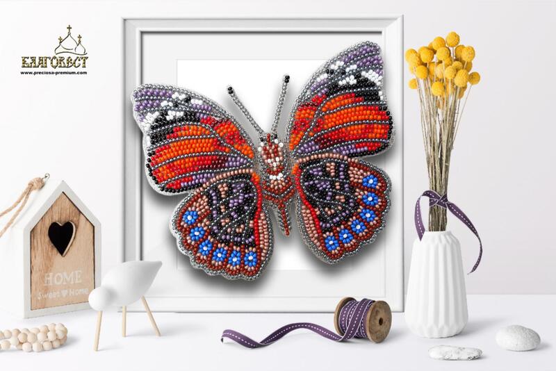 Б-016 Набор для вышивки бисером на прозрачной основе "3-D Бабочка Agrias Glaudina" | інтернет-магазин 'Елена-Рукоделие'