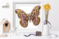 б-025 набор для вышивки бисером на прозрачной основе "3-d бабочка samia cynthia" | интернет-магазин Елена-Рукоделие