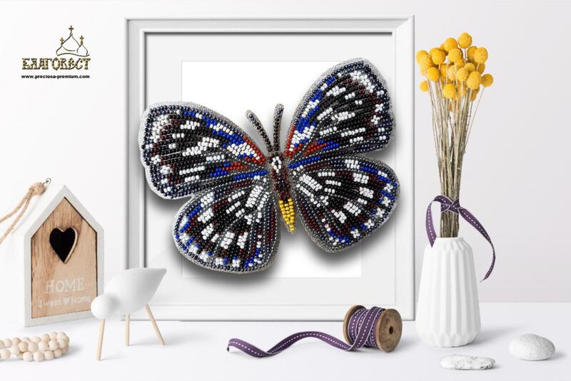 Б-030 Набор для вышивки бисером на прозрачной основе "3-D Бабочка Euxanthe  Eurinome" | інтернет-магазин 'Елена-Рукоделие'