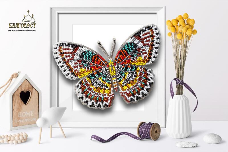 Б-038 Набор для вышивки бисером на прозрачной основе "3-D Бабочка Cethosia Cyane" | інтернет-магазин 'Елена-Рукоделие'