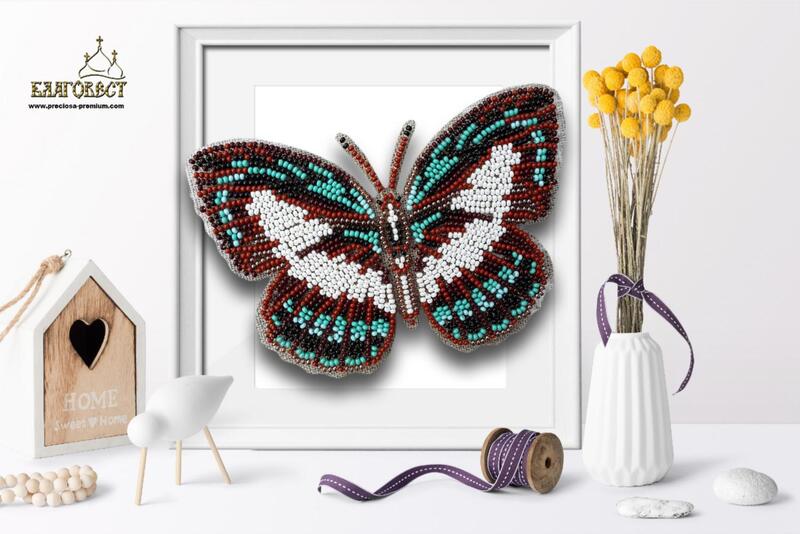 б-040 набор для вышивки бисером на прозрачной основе "3-d бабочка danis danis" | интернет-магазин Елена-Рукоделие