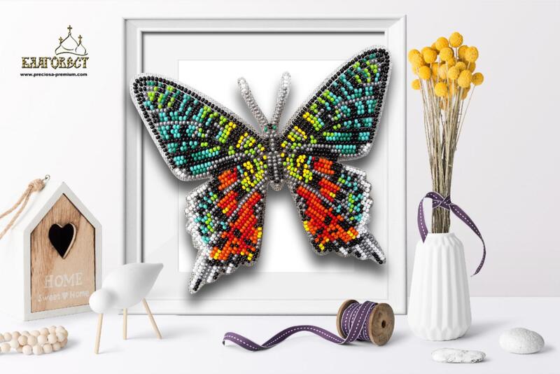  Б-100 Набір для вишивання бісером на прозорій основі "3-D Метелик Chrysiridia Madagascarensis" | інтернет-магазин 'Елена-Рукоделие'