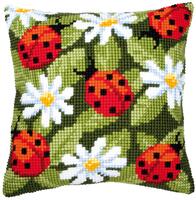 фото pn-0008482 набор для вышивания крестом (подушка) vervaco ladybirds "божьи коровки"