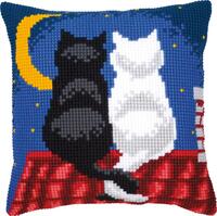 фото pn-0008598 набор для вышивания крестом (подушка) vervaco cats in the night "кошки в ночи"
