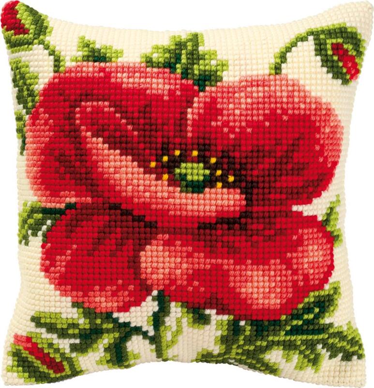 PN-0008703 Набір для вишивання хрестом (подушка) Vervaco Oriental poppy "Східний мак" | інтернет-магазин 'Елена-Рукоделие'