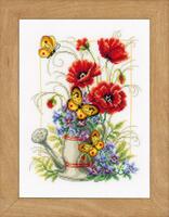 фото pn-0021583 набор для вышивания vervaco watering can with flowers, 19х25, аида 14, счетный крест.