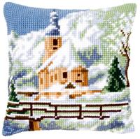 фото PN-0021806 Набір для вишивання хрестом (подушка) Vervaco Church in the snow "Церква в снігу"