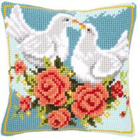 фото PN-0143723 Набір для вишивання хрестом (подушка) Vervaco Doves in love "Закохані голуби"