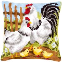 PN-0146209 Набір для вишивання хрестом (подушка) Vervaco Chicken family on a farm "Куряча сім'я на фермі" | інтернет-магазин 'Елена-Рукоделие'