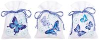 фото pn-0146430 набор для вышивания крестом (мешочек) vervaco blue butterflies bags, 3 по 8х12, аида 18.