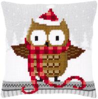 PN-0149312 Набір для вишивання хрестом (подушка) Vervaco Owl in santa hat "Сова в новорічній шапці" | інтернет-магазин 'Елена-Рукоделие'