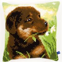 фото PN-0150689 Набір для вишивання хрестом (подушка) Vervaco Rottweiler Puppy "Цуценя ротвейлера"