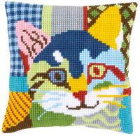 PN-0156115 Набір для вишивання хрестом (подушка) Vervaco Modern cat "Сучасний кіт" | інтернет-магазин 'Елена-Рукоделие'