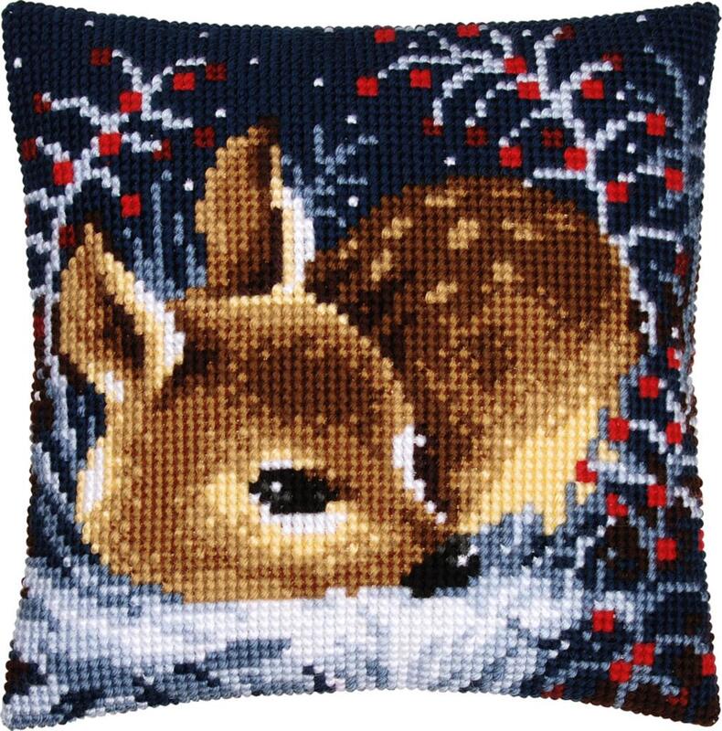 PN-0158266 Набір для вишивання хрестом (подушка) Vervaco Little deer "Маленький олень" | інтернет-магазин 'Елена-Рукоделие'